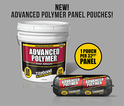 Titebond Advanced Polymer Panel Adhesive Pouch Packaging